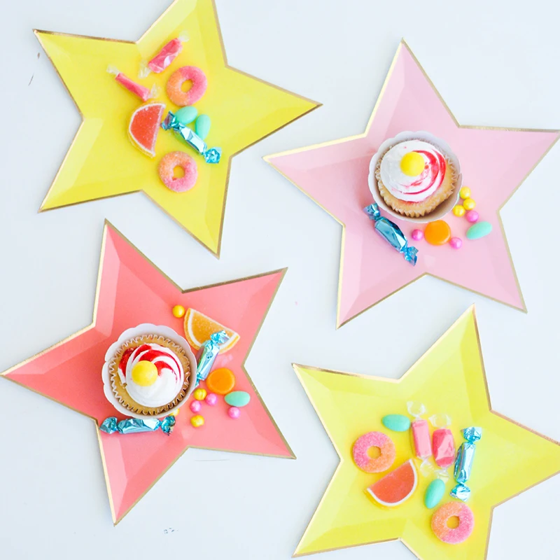 Bunte Sterne Einweg Geschirr Papier Platten Tassen Banner Servietten Stroh Kinder Geburtstag Baby Dusche Hochzeit Dekoration Lieferungen – Detail 2