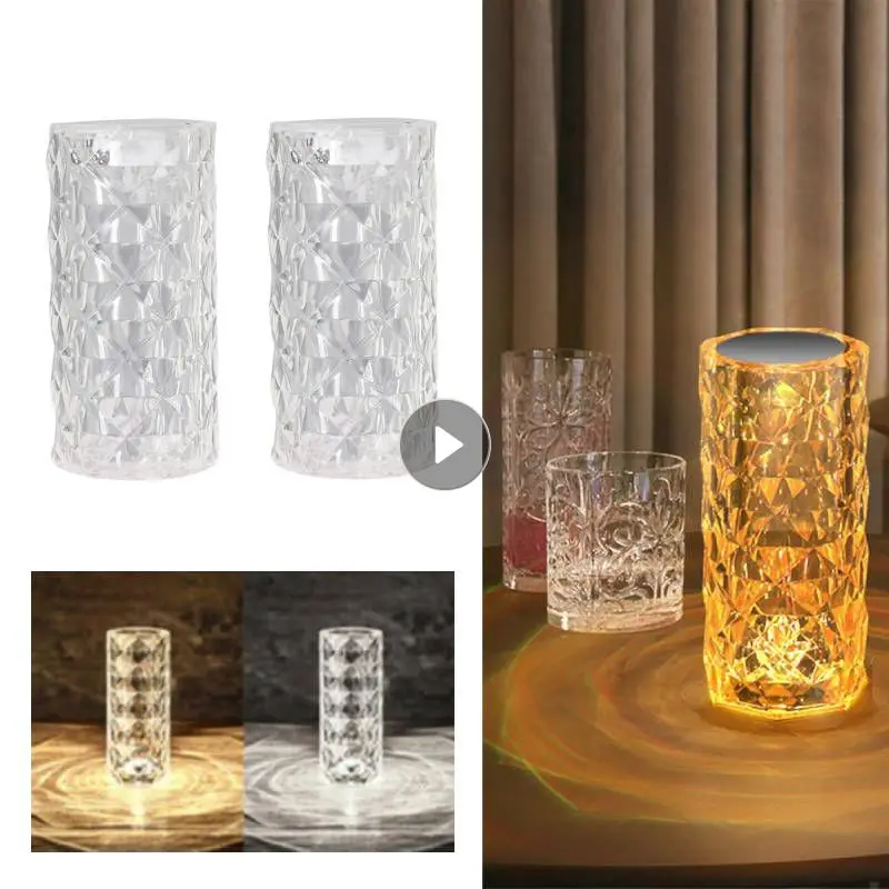 

Crystal Table Lamp Battery Powered LED Bar Lamp Touch Dimmable Golden Desk Lamp Living Room Bedroom Hotel Lamp Bedside Lamp