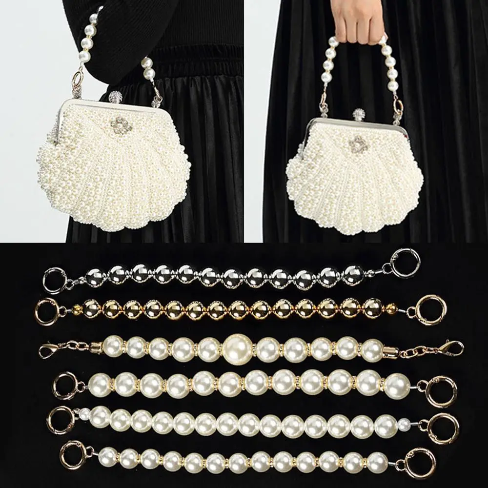 

Vintage Shoulder Bag Faux Pearl Mobile Phone Beaded Chain Bags Handle Bag Hanging Chains Bag Straps Handbag Bag Belts