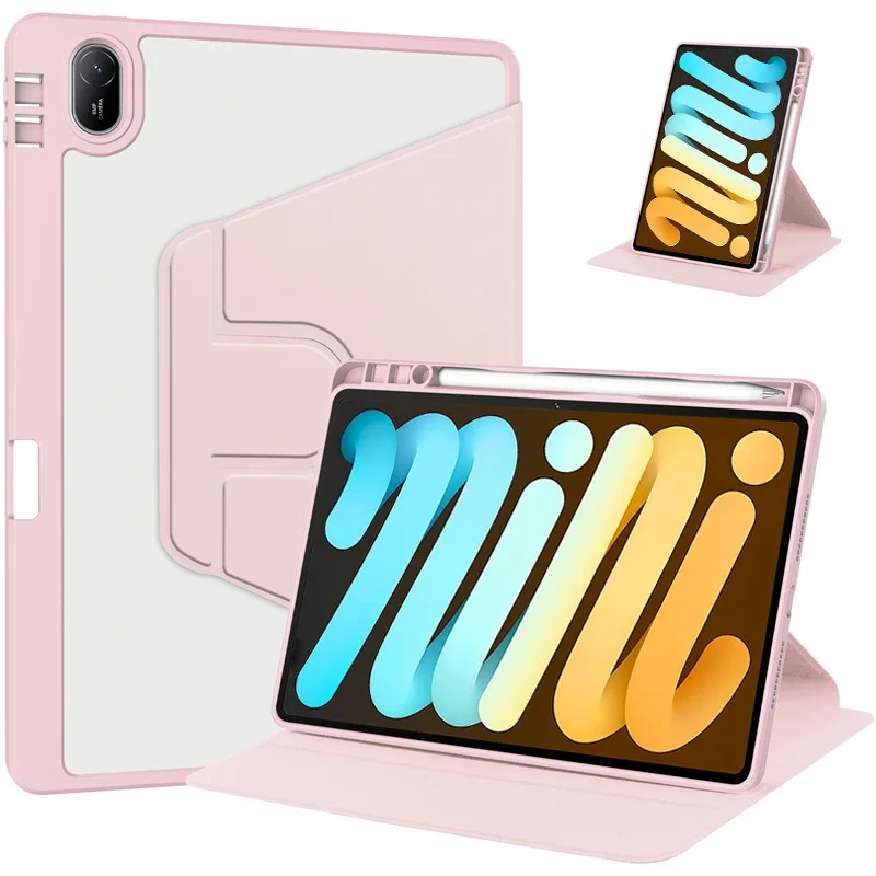 360 Rotating Acrylic iPad Mini Case with Pencil Holder, 8.3'' Cover