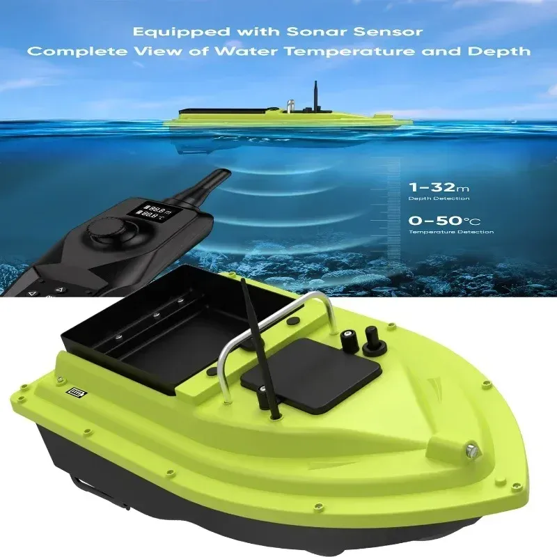 MBLN Fishing Bait Boat 2kg Bait Container with Water Temperature Detection Function, Automatic Bait Boat Suitable for Outdoor