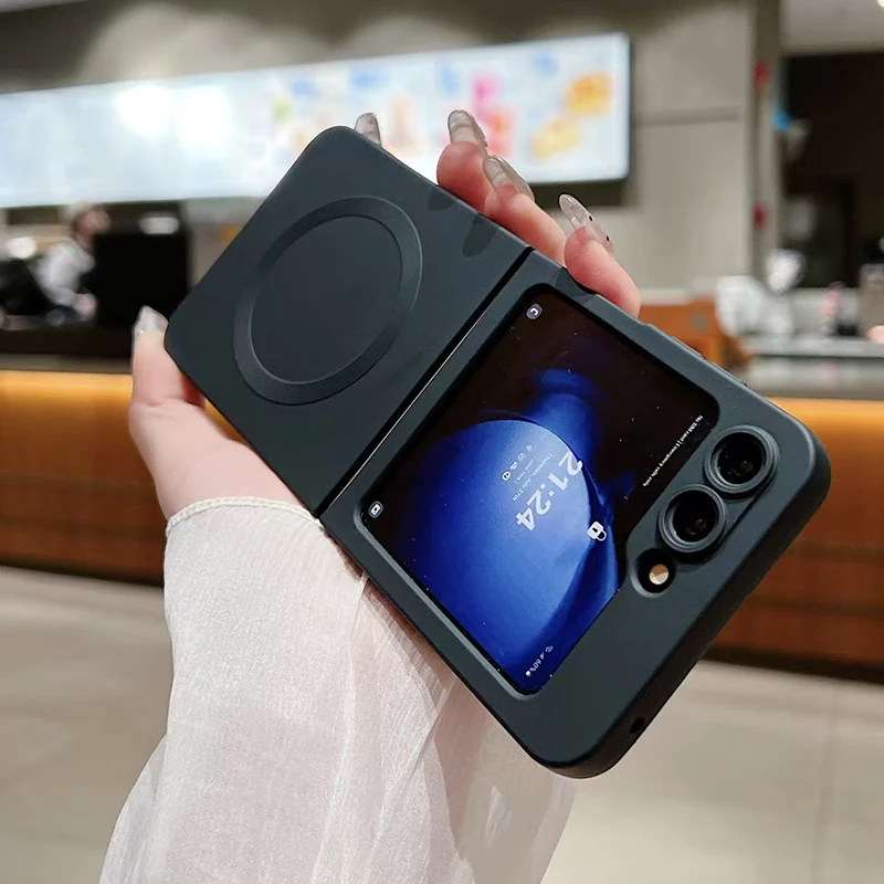 Luxury Solid Color Silicone Magnetic Folding Phone Case with MagSafe