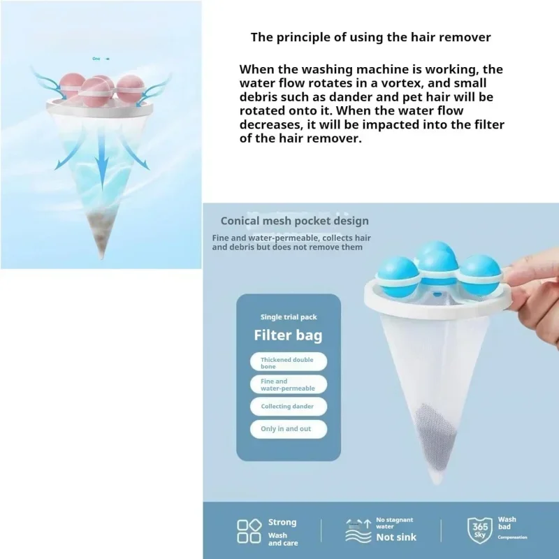 Laundry Hair Catcher Washing Machine Filter Bag Reusable Mesh Laundry Ball Floating Lint Hair Catcher Pet Hair Remove Dirt Collection Cleaning Tools