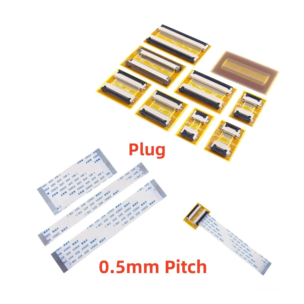 Placa de Extensão do Cabo Ffc Passo de 05 mm 10 12 14 16 20 22 24 30 32 34 36 40 45 50 54 Pin 60 Mesmo Lado