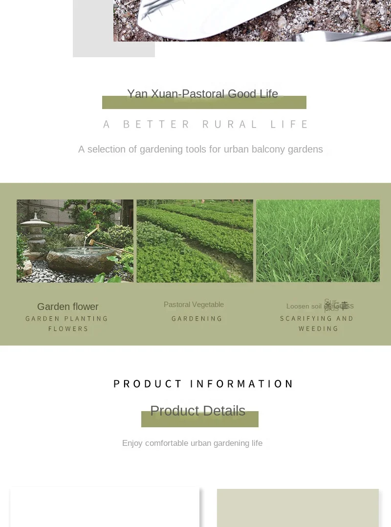 Description Picture 4 of item5 Piece Garden Shovel Rake Spade Set Wooden Handle for Flowers Potted Outdoor Planting Household Plant Garden Tool