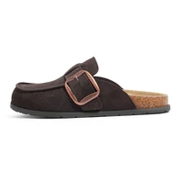 Mules en daim véritable Litfun pour femmes, sandales à semelle en liège, mules en cuir avec mousse à mémoire de forme confortable et boucle réglable 1