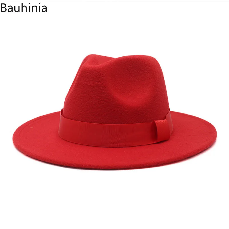 2023 New Hot Wide Brim Felt Fedora Hats With Bee Ribbon Autumn Winter Wedding Party Trilby Hat Men Gentleman Jazz Hats 56-58CM 6