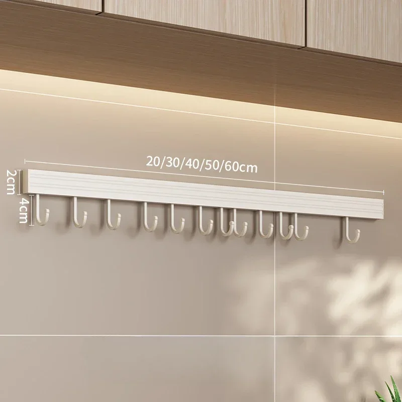 Wall Mounted Kitchen Storage Rack No Punch Shelves Movable Hook Spoon Holder Organizer Kitchen Utensil Accessories