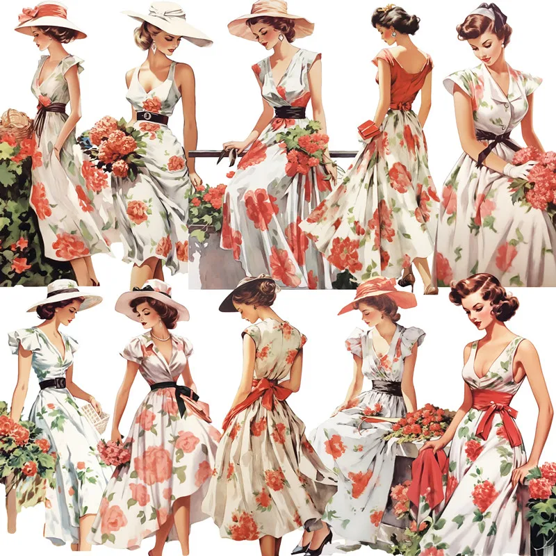 European Palace Retro Dress Ladies Sticker DIY Scrapbooking Junk Journal Phone Case Diary Album Gift Decoration 16PCS cartoon stickers decorative stickers self adhesive stickers stationery stickers paper stickers adhesive stickers decorative labels stickers handbook stickers diy scrapbooking accessories