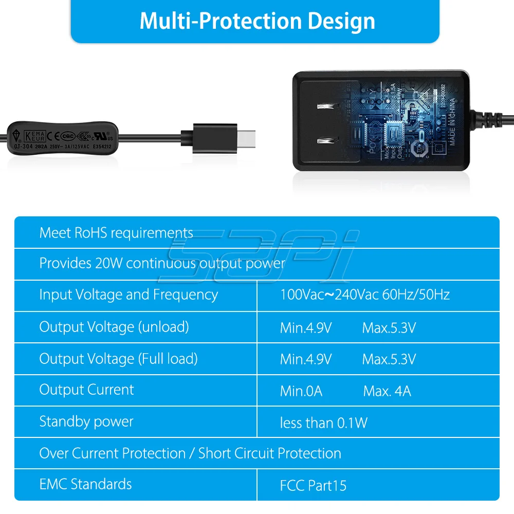 Raspberry pi 5v 4a Adaptador de Alimentação com Ligar e Desligar Eua e ue Plug Cabo Carregador Tipo-c para Raspberry pi Pi3b Mais 3b + - Imagem 3