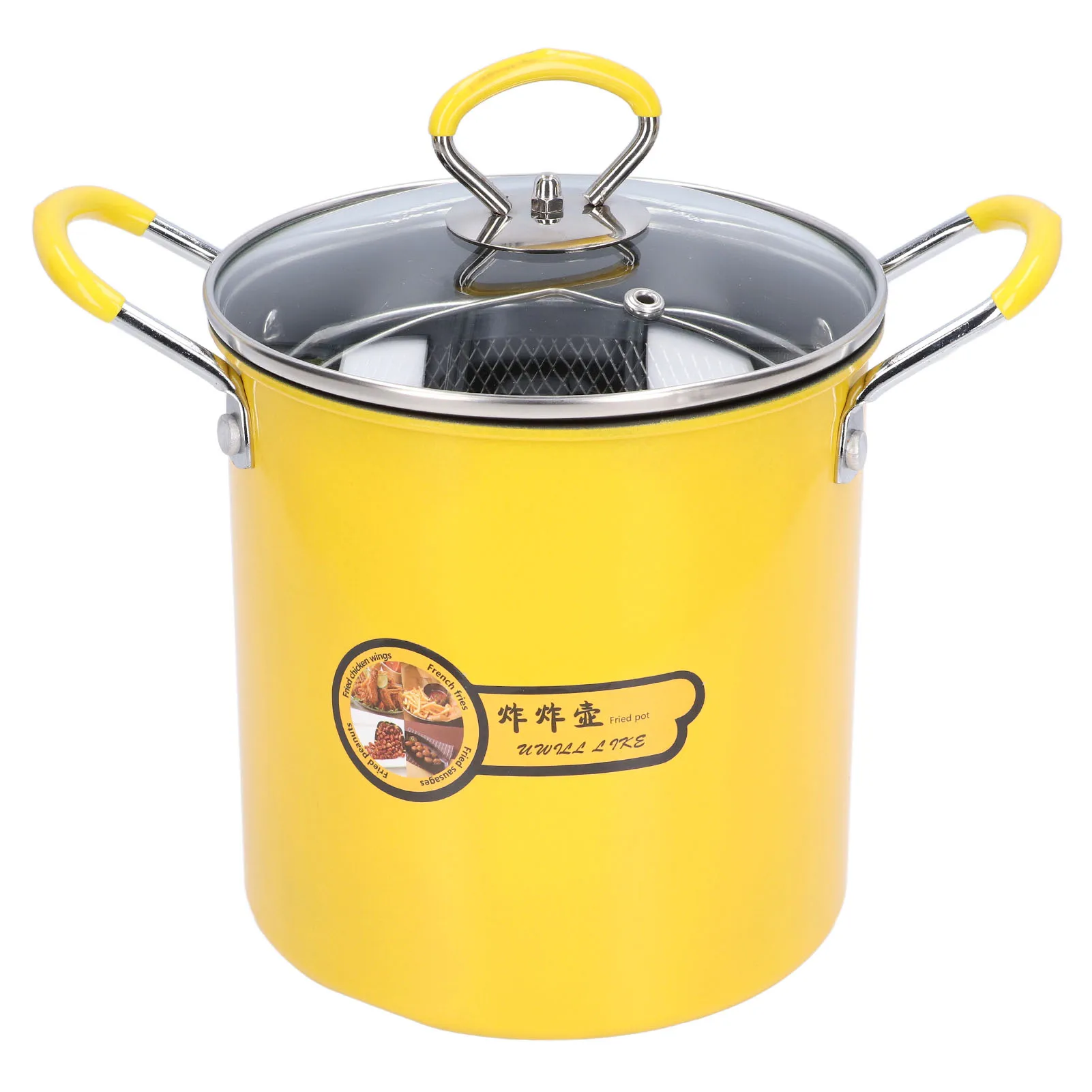 3L Mini Deep Fryer Pot Stainless Steel Japanese Frying Pot with Oil Filter Rack Lid for Home Kitchen 1