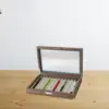 Wooden Pen Storage Case 12 Pens Capacity Practical Pen Collection Case Organizer 12 Slot with Glass Window for School Shop Home 3
