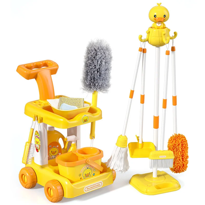 New Children Simulation Cleaning Tool Set Kids Educational Toy Play House  Mini Broom Mop Dustpan Pretend