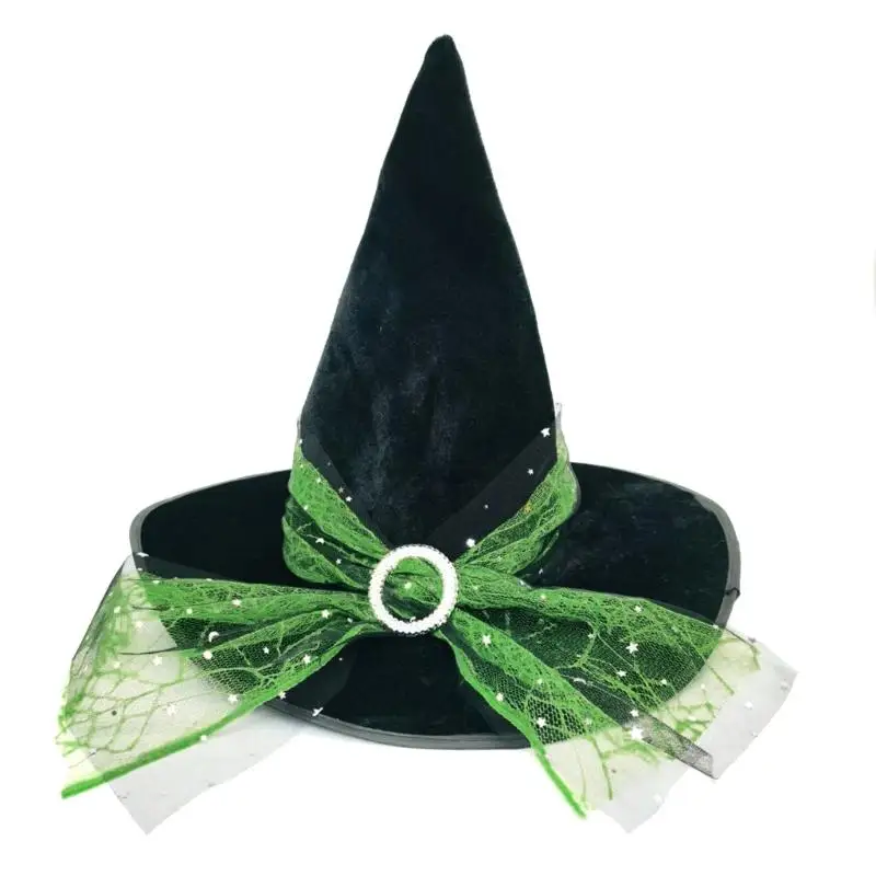 A52E Faltbare elastische Hexenhut Elastizität Band Crinkle Hexenhut Gotik Schnürsenkel für Kostüme Halloween Feierlichkeiten – Detail 8