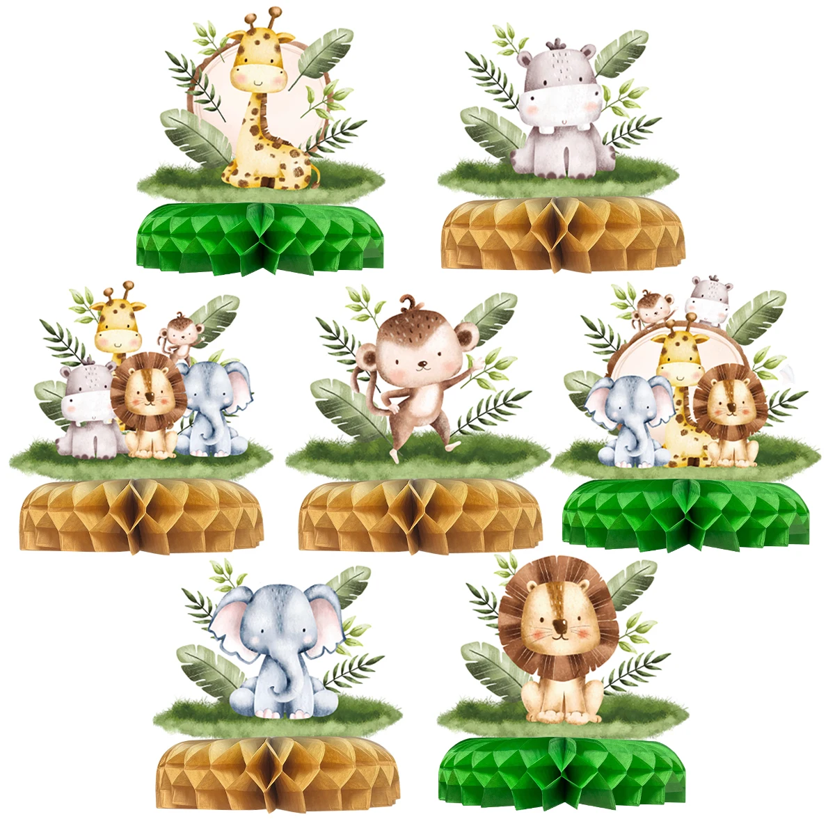 Jungle Animal Party Decorations Paper Honeycomb Happy Birthday Party Supplies Kids Woodland Safari Birthday Baby Shower
