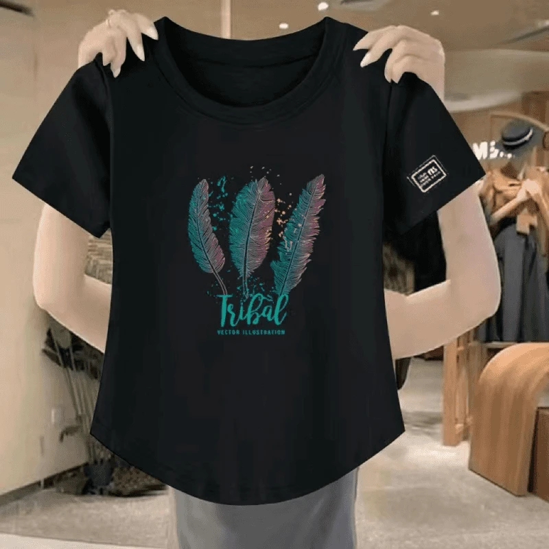 Right printed black [medium] colored feathers