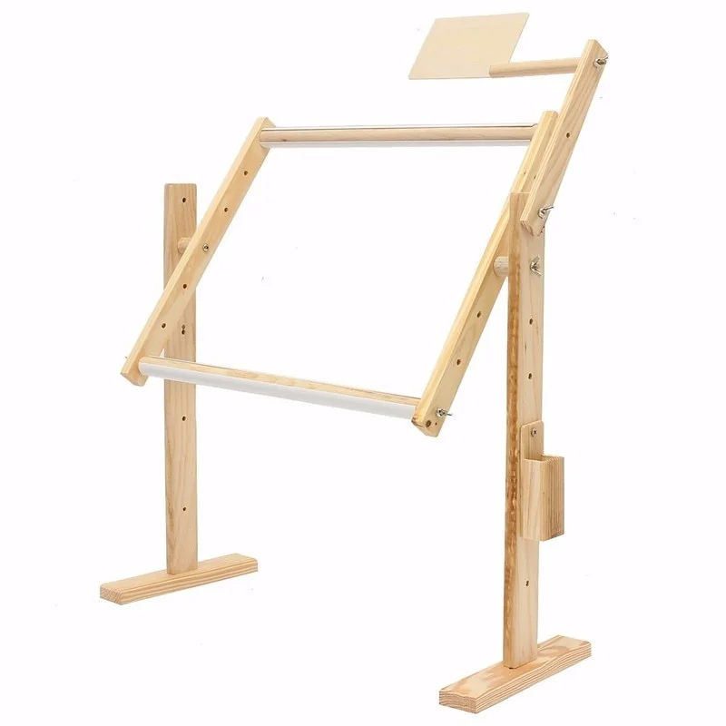 Adjustable Pine Wood Embroidery Stand & Frame - 29.5x15.7 Inch Cross Stitch Hoop Stand With 360° Rotation & Height Settings