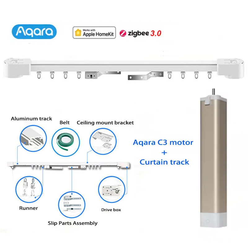 Aqaraสมาร์ทบ้านไฟฟ้าผ้าม่านสําหรับAqara C3 มอเตอร์Zigbee 3.0 Super Silent Private Custom Curtain Railระบบควบคุม 1