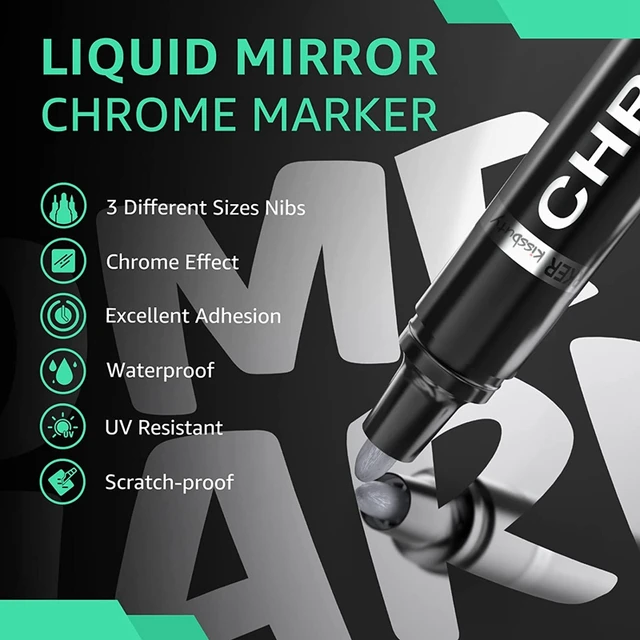 Liquid Mirror Marker Silver Markers Pen DIY Reflective Paint Pens Mirror Markers  Chrome Finish Metallic Art Craftwork Pen