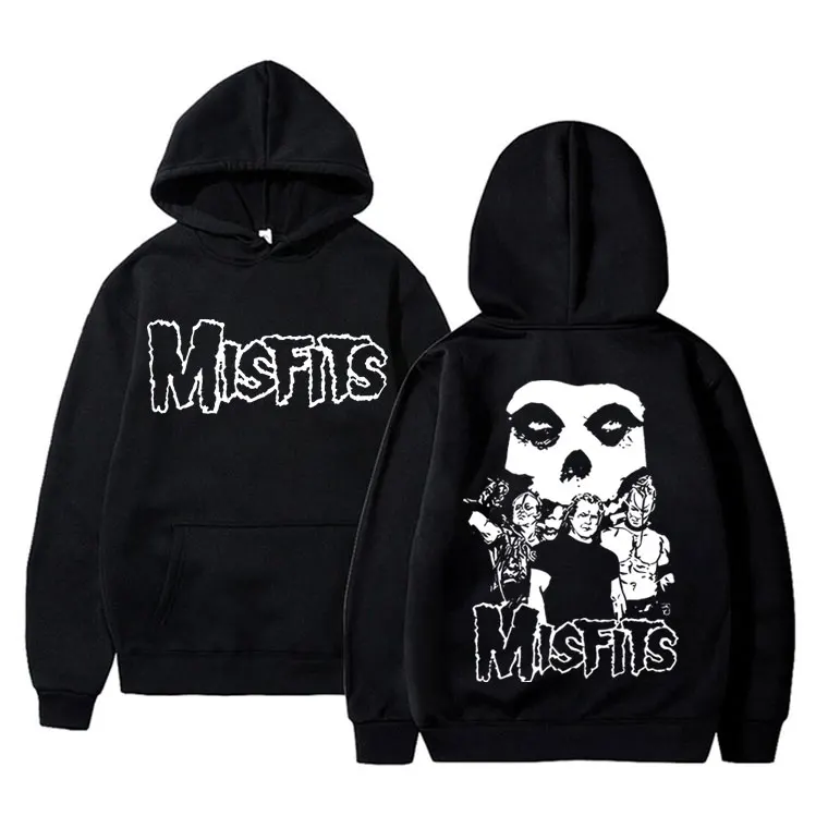 

Vintage Horror Punk Misfits Gothic Skull Graphic Print Hoodie Men Rock Oversized Sweatshirts Men Women Fashion Casual Hoodies