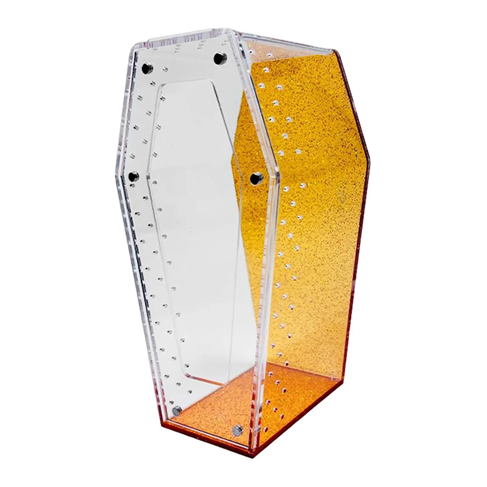 Small Acrylic Terrarium Accessories Spider Cage Coffin Shaped Tank for Reptile Amphibian Vivarium Display