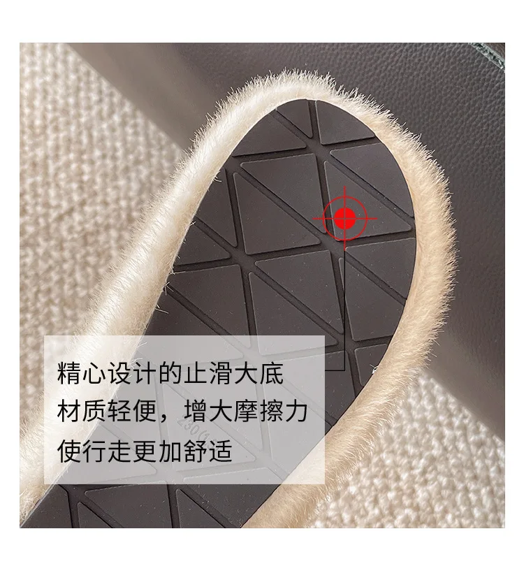 Luxuriöse, bequeme Damen-Hausschuhe aus Kunstfell, warme, flauschige Damen-Slipper, flache, rutschfeste Damen-Flipflops für drinnen – Detail 8