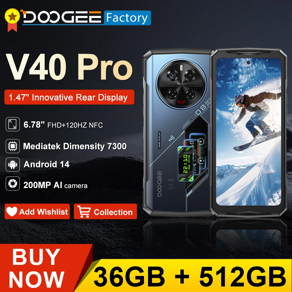 DOOGEE V40 Pro 5G Rugged Phone 36GB(16+20) 512GB 6.78