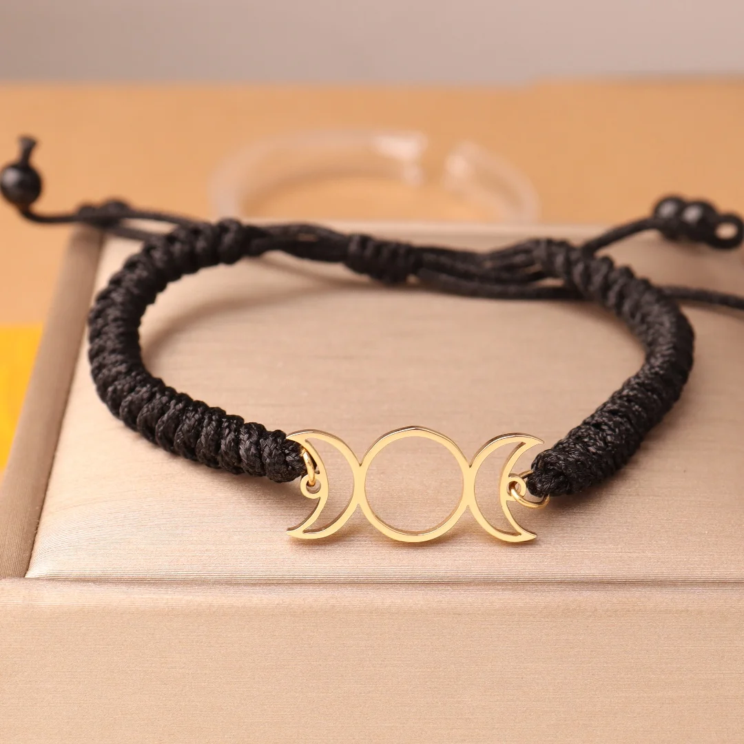 Dreifachmondgöttin Sonne Pentagramm Edelstahl Hekate Armband Hexe Luna Armband Schmuck esotericos y brujeria – Detail 9