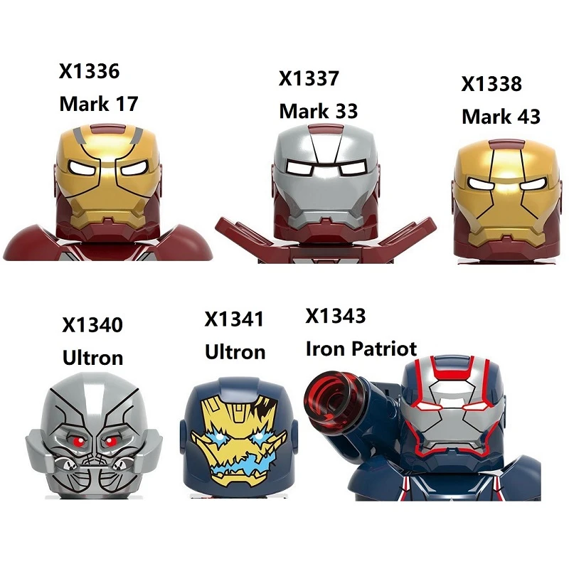 X0267スーパーヒーローアイアンマン鉄軍団マーク17 33 43アイアンパトリオット復讐ultronブロックミニアクションフィギュア玩具 Aliexpress