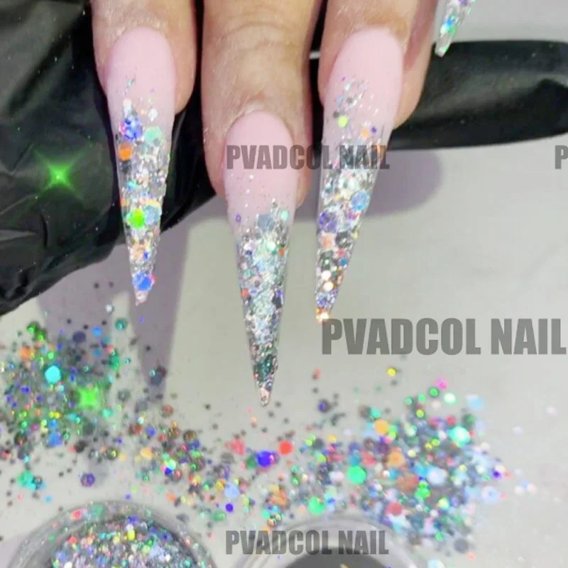 Nail Art Glitter Blue Chunky Iridescent Irregular Nail Sequins