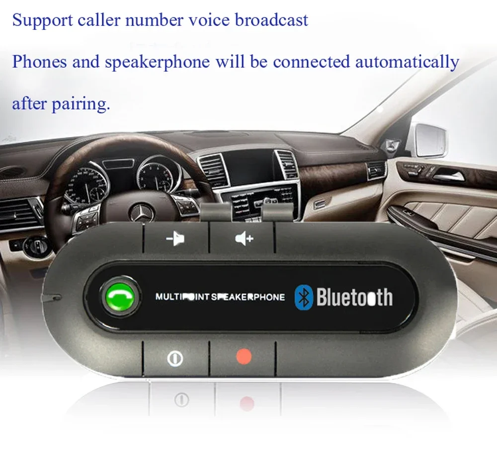 Premium Wireless Handsfree Car Bluetooth Kit with Sun Visor Speakerphone and MP3 Music Player