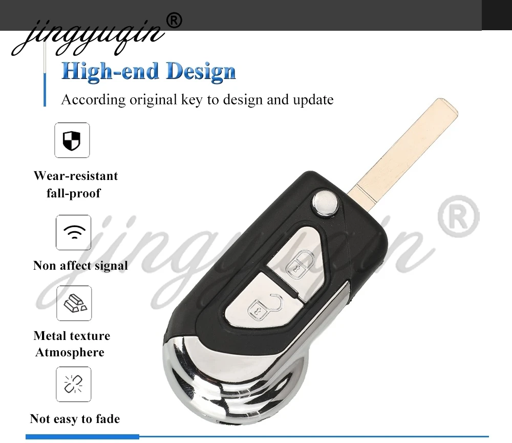 Jingyuqin für Citroen DS3 C3 Berlingo 2009-2017 Modell: CE0523 433MHz FSK ID46 PCF7941 Chip 2-Tasten Klappbarer Fernbedienungs-Autoschlüssel – Detail 2