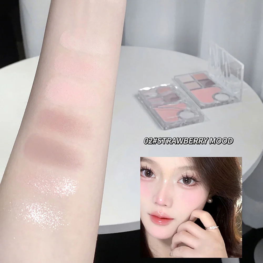 Pinky Heart Gege Bear Eyeshadow Palette Matte Pearlescent Earth Color Sequin Long-Lasting Eyeshadow And Contour Palette 6