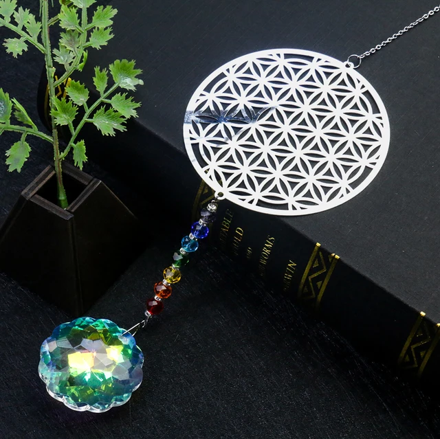 Virág Alakú Napsütő Medál Aurora Mandala Crystal Prizma Szivárványkészítő Csakra Jóga Lógó Otthoni Esküvői Ablak Dekoráció - Image 3