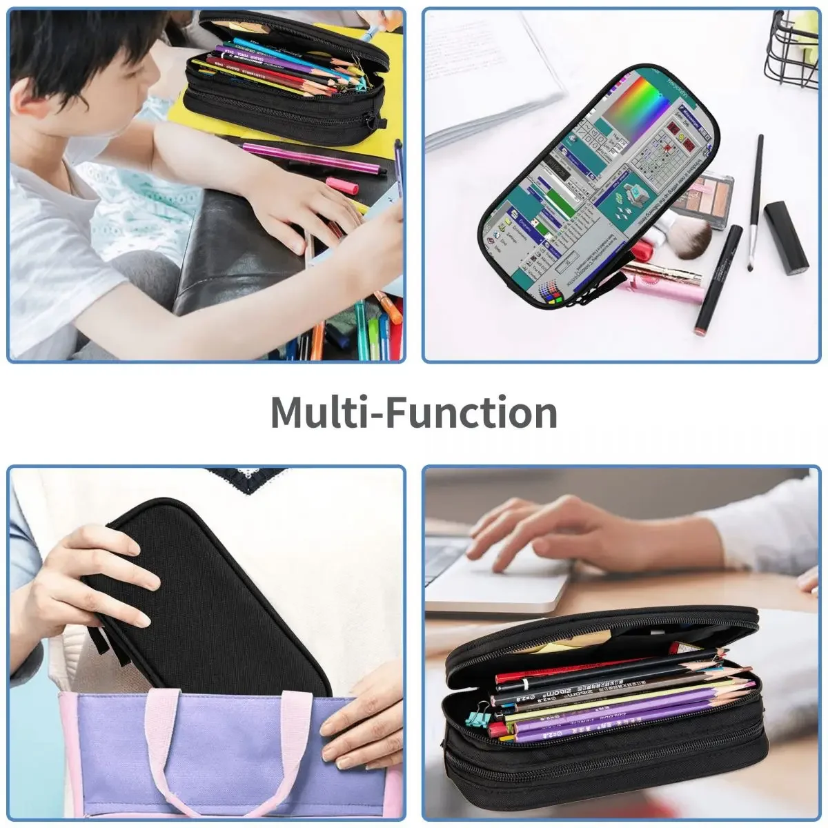 Windows 95 Collage Pencil Cases Big Capacity Pen Bags Pen Box Pencil Pouch For Boys Girls Students Stationery School Office 6