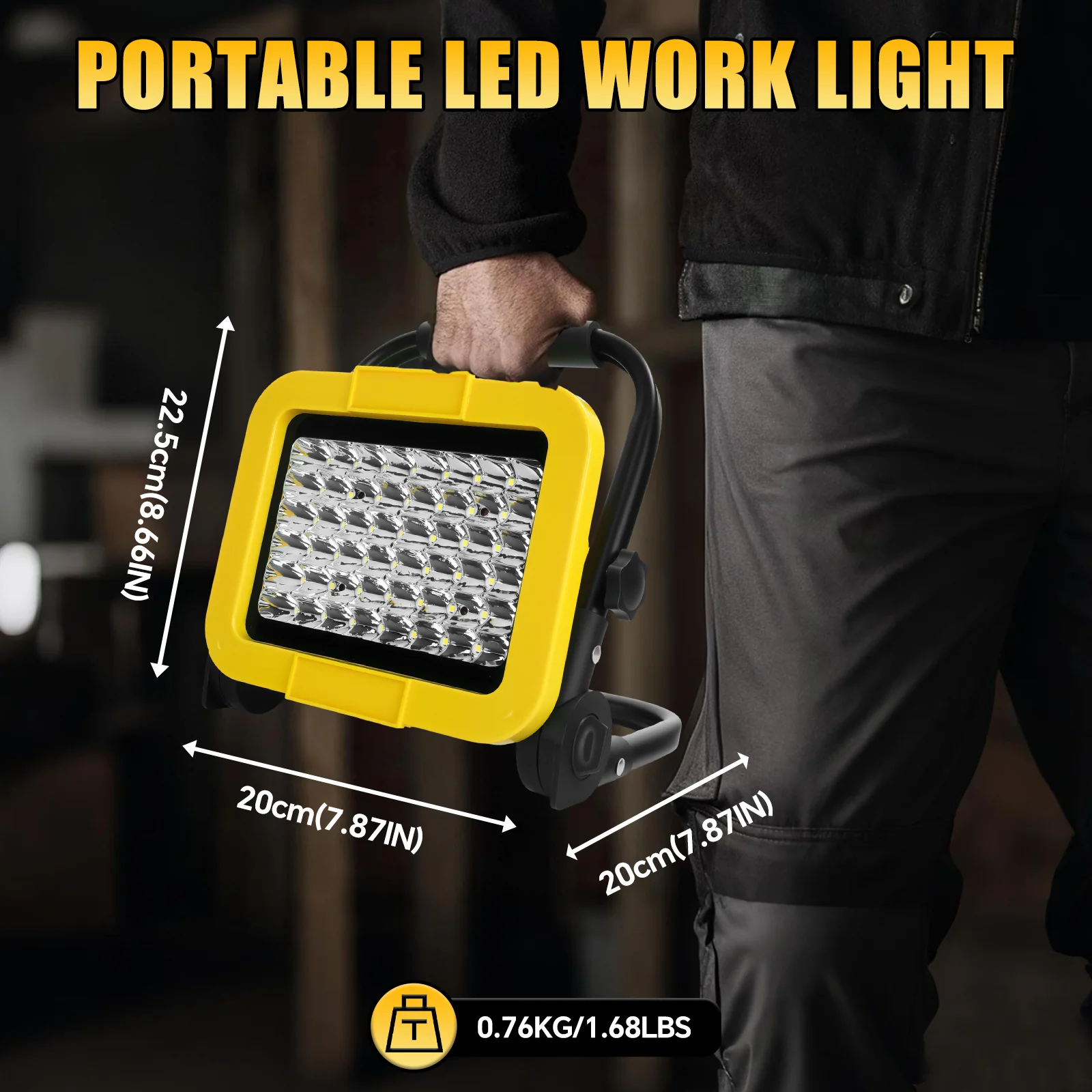 Cordless LED Work Light 50W 5000LM Portable Flood Light Outdoor Camping Fishing