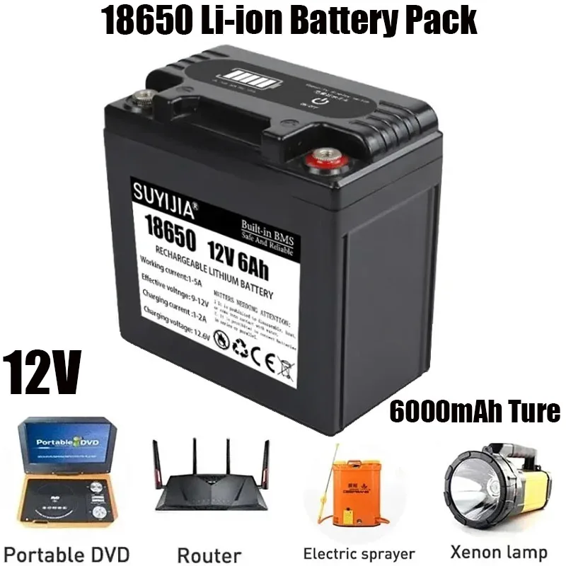 

3S4P 18650 6Ah 12V Lithium Battery Pack Lithium Ion Battery for Sprayer Night Market Lighting USP Access Control Backup Battery