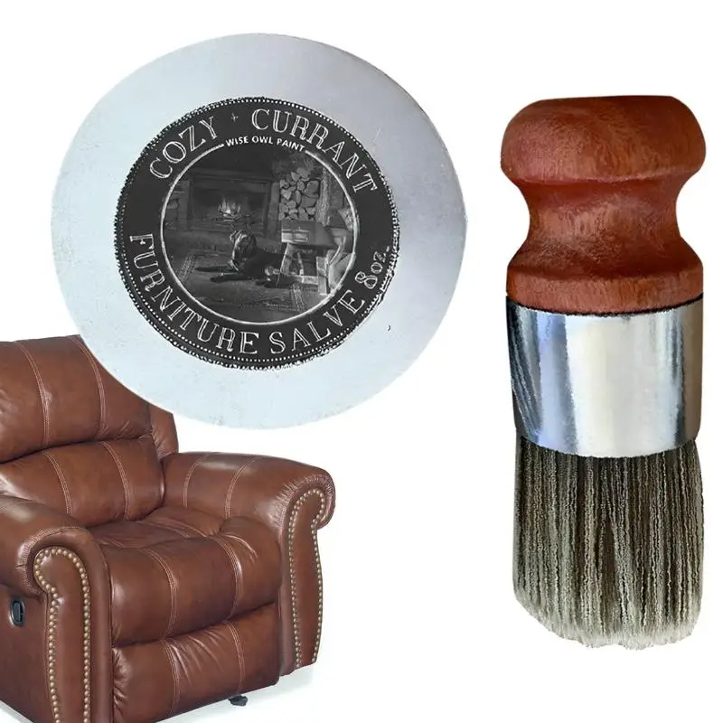 Wise Owl Furniture Salve 90g Leather Salve For Furniture Leather Furniture Salve And Brush Leather Maintenance Supplies