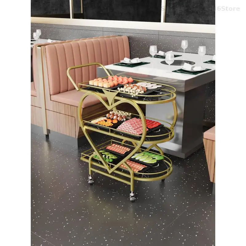Nordic Mobile Trolley High-end Storage Car Hotel Wine Car Golden Multi-layer Iron Dining Restaurant Delivery