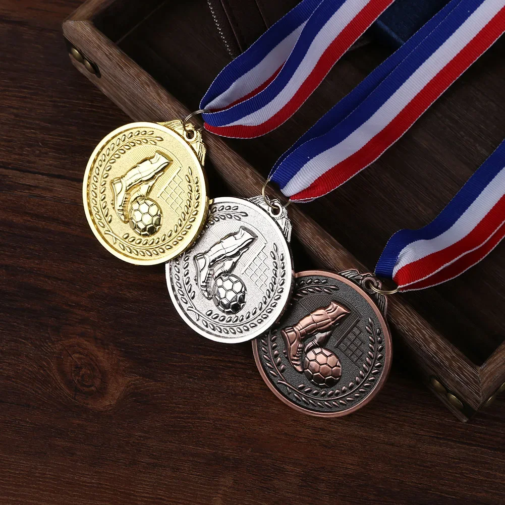 Football Gold Silver Trophies Medal Winners Rewards Encouragement Badge Outdoor Competition Prizes Paris Olympic Games Souvenirs