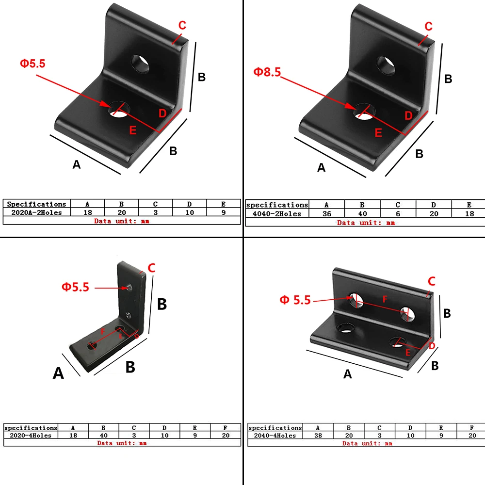L Shape Corner Bracket Fitting 90 Degree Connector with T Nuts and Hex Screw for Aluminum Extrusion Profile 10pcs 2040 4040 aluminum profile connector aluminum profile extrusion
