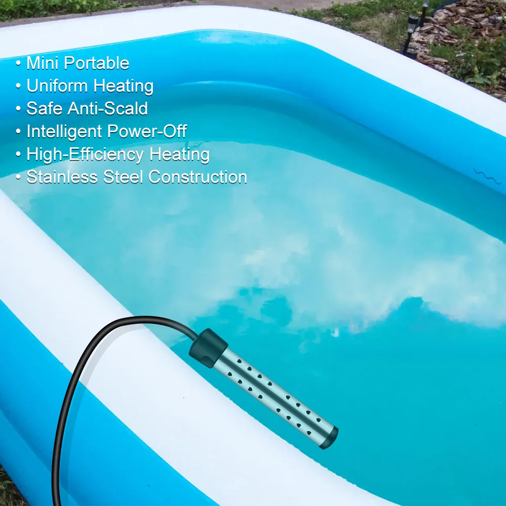 US Plug Immersion Heater Stainless Steel Electric Water Heating Rod Auto Power Off Anti-Scald Portable Immersion Water Heater for Bathtub Bucket Inflatable Pool 8