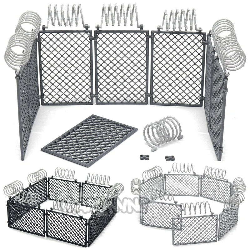 MARUMINE 60PCS MOC Military Building Blocks Penitentiary Set Police Bricks Accessories Protective Net Wire Mesh Wall Isolation