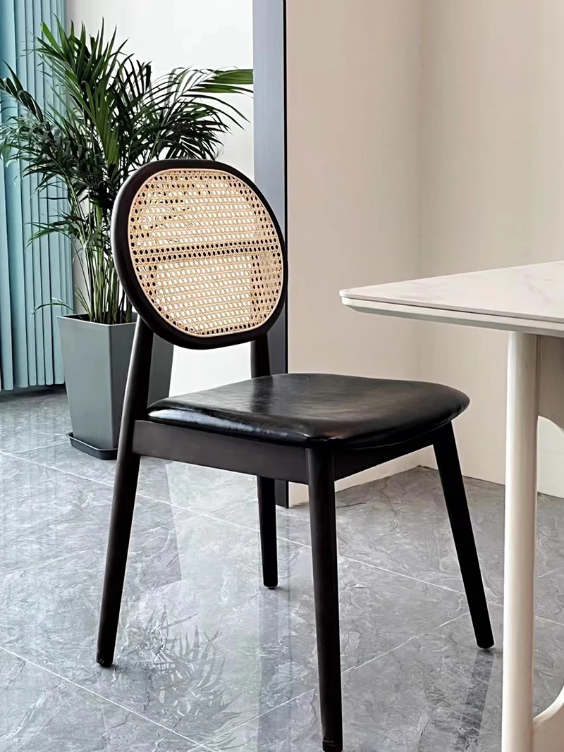 

Natural Vine Backrest Dining Chair Luxury Comfort Banquet Residential Hostel Dining Chair Reception Sillas Home Furniture LV40DC