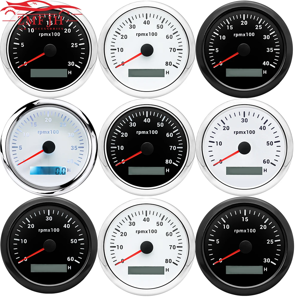 85mm Tachometer 3000/4000/6000/7000/8000 RPM 7 Color Backlight For 1-10Cylinder Gasoline Diesel Car Boat Tacho Gauge Custom