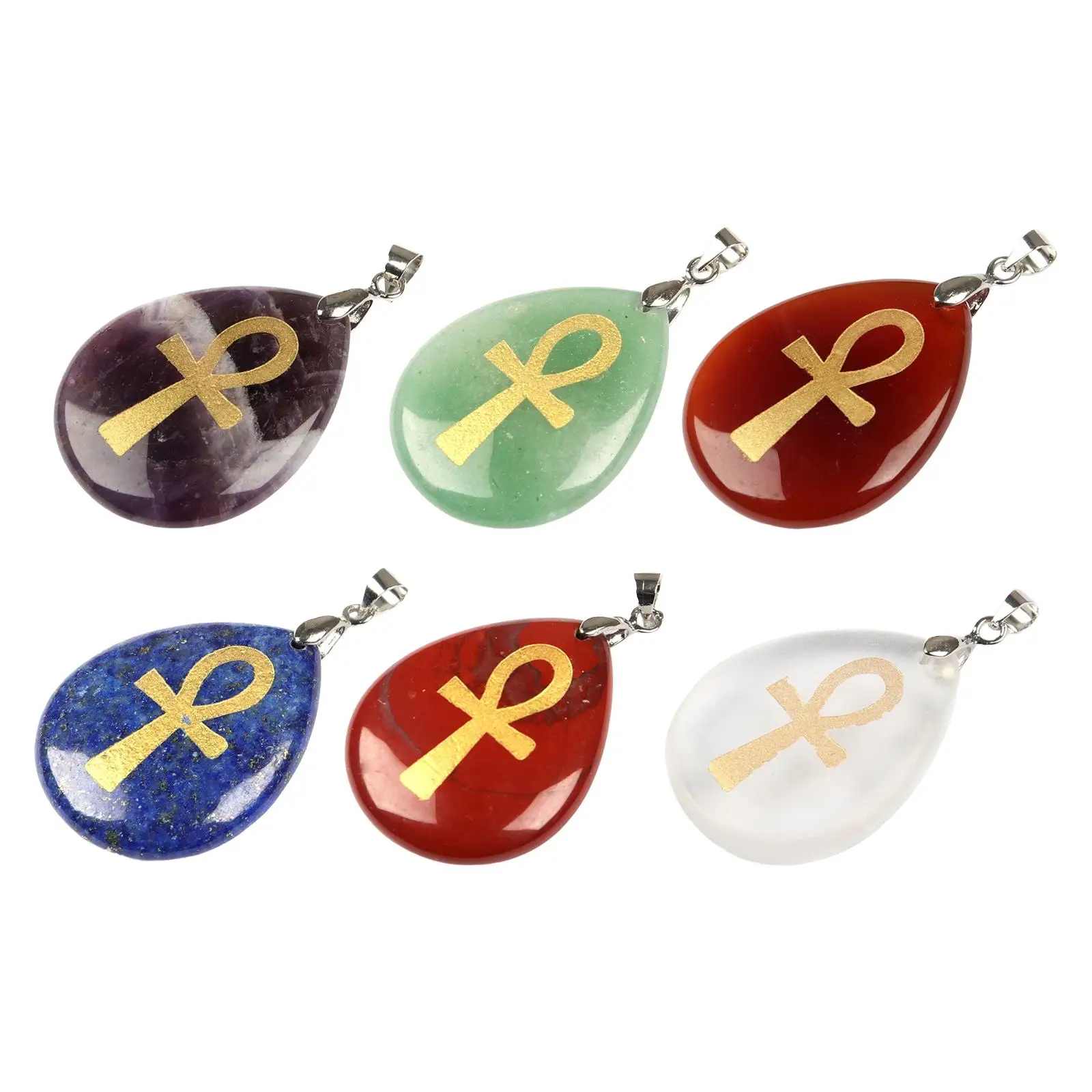 Ciondolo Collana Goccia D'Acqua Ankh Croce Squisita Fattura Elegante Ciondolo Talismano Durevole Per Feste Di Usura Quotidiana Pasqua
