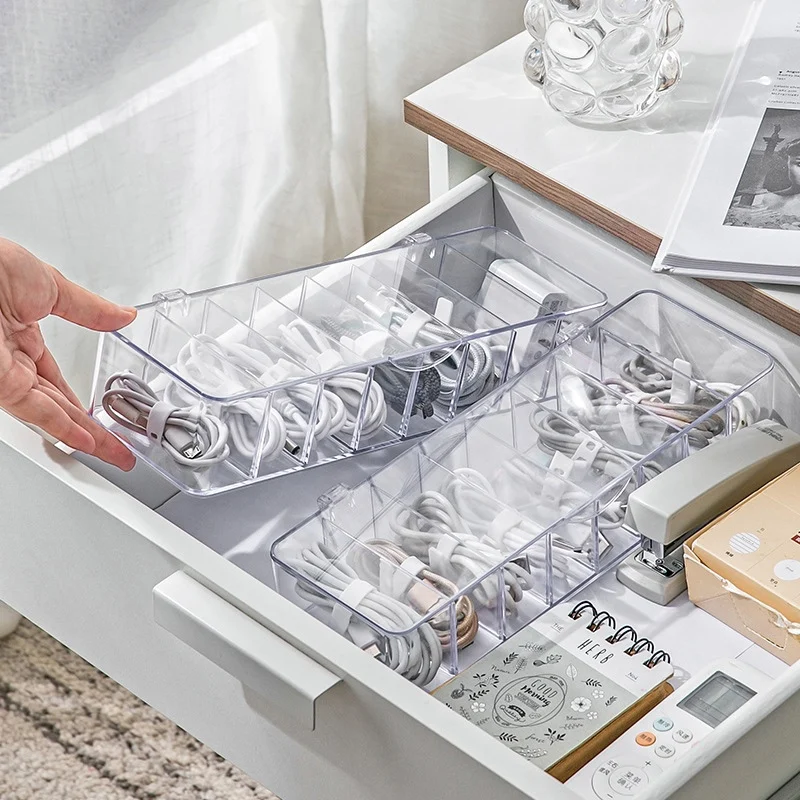 See-Through Charge Cable Organizer Box,Data Cable Management Box