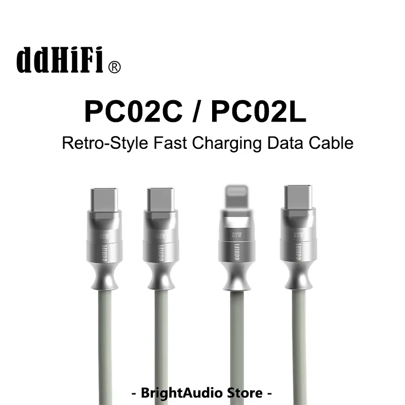 DD ddHiFi PC02C / PC02L Retro-Style Fast Charging Data Cable with USB 2.0 Five-core Shielded Cable USB-C up to 60W / LT 27W audio cable,dac cables,earphone cable dac