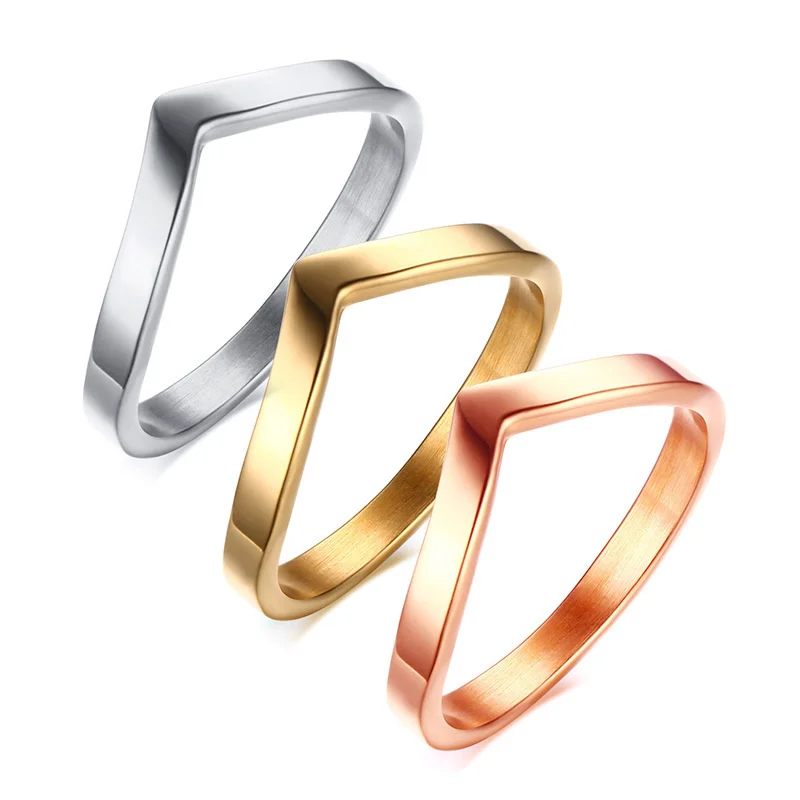 Simple Chevron V Shape Ring or Party 316L Stainless Steel Fashion Jewelry Rings For Women
