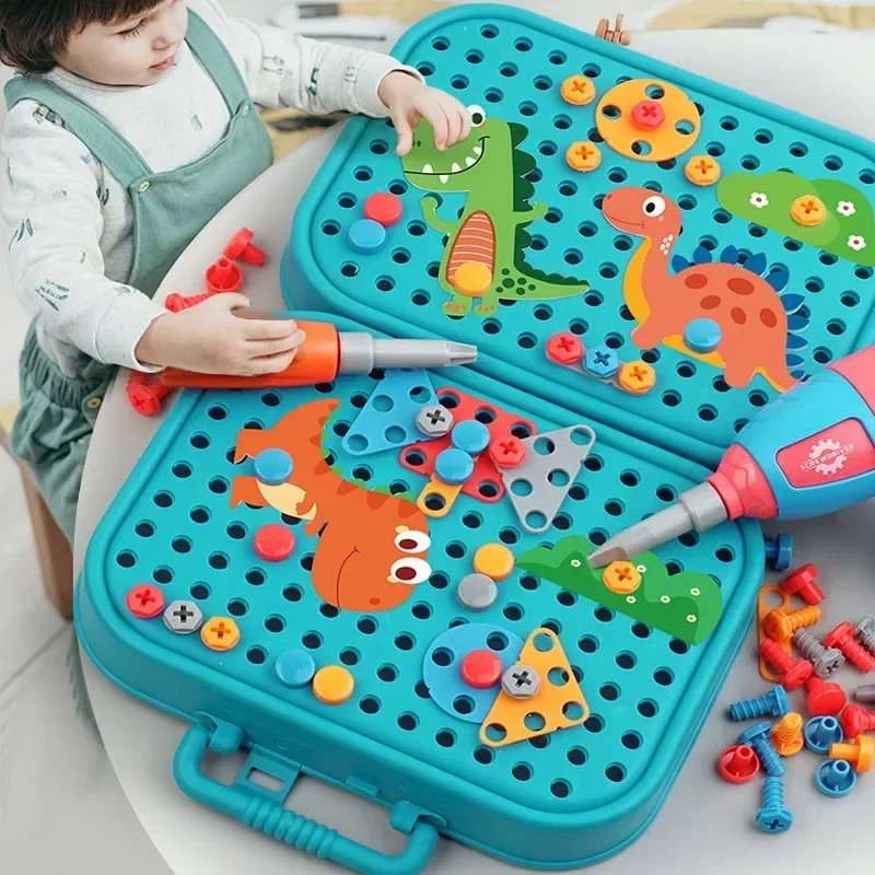 DIY Nut Hand Disassembly Assembly Puzzle Simulated Screwing Toolbox Early Educational Kids Toy Shape Insert Blocks Toys For Boys